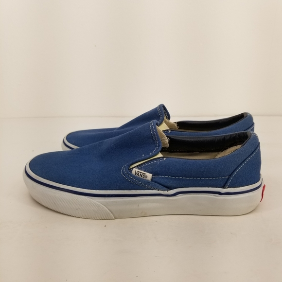 B18 Vans Slip On Shoes Loafers Unisex Blue White Casual Comfort Sz Womens 7 - Picture 4 of 6